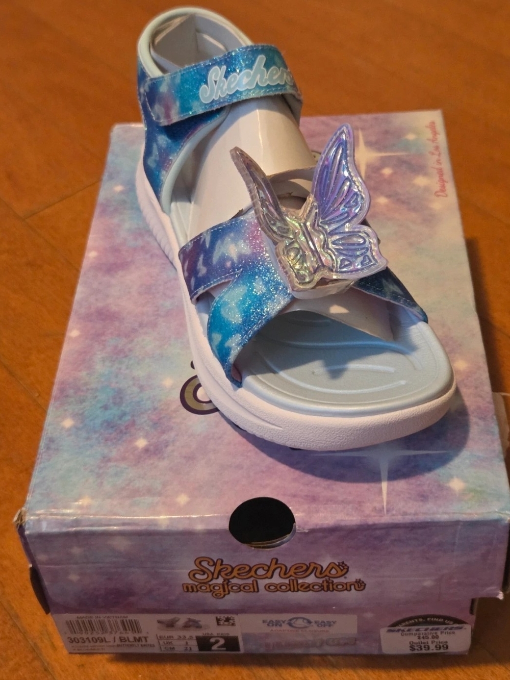 Skechers Kids Blue Purple Galaxy Butterfly Sandals
